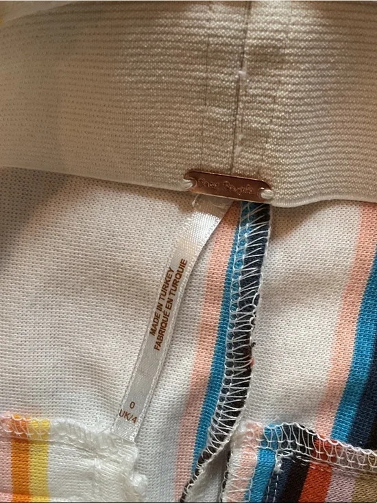 Free People Striped High-Waist Flare Pants - White Multi elastic sz 0 NWOT 70s - Picture 6 of 11